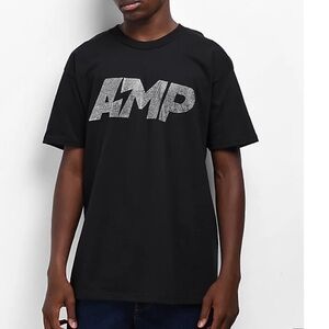 AMP Rhinestone Logo black short sleeve T-shirt- men’s size medium